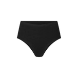 Vista frontal del panty clásico en algodón peinado – Diane & Geordi, fondo transparente, color negro