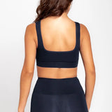 Panty sin costuras con cubrimiento total y refuerzo en algodón – Diane & Geordi, color azul oscuro, vista de espalda 