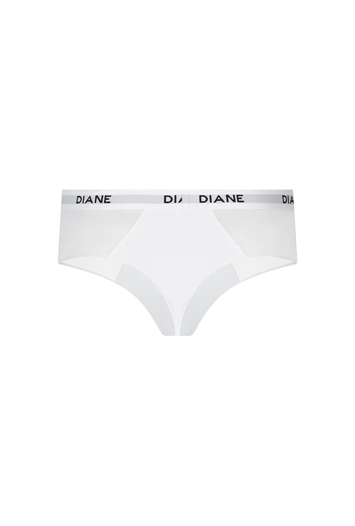 panty brasilera unicolor con costados en tul, color blanco, fondo transparente