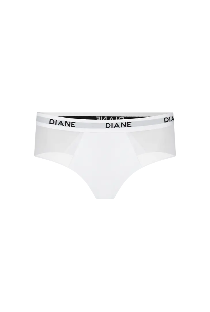panty brasilera unicolor con costados en tul, color blanco