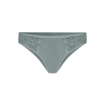 Panty tanga unicolor con laterales en encaje Diane & Geordi, color verde fondo transparente