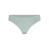 Panty tanga con franjas de control frontal y ajuste suave – Diane & Geordi, color verde fondo transparente