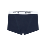 Detalle del algodón peinado y ajuste del panty bóxer Diane & Geordi - color azul oscuro fond transparente