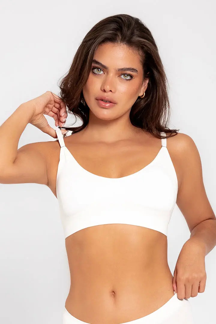 Top Seamless sin costuras Diane & Geordi para mujer - color unicolor con copas removibles color BLANCO