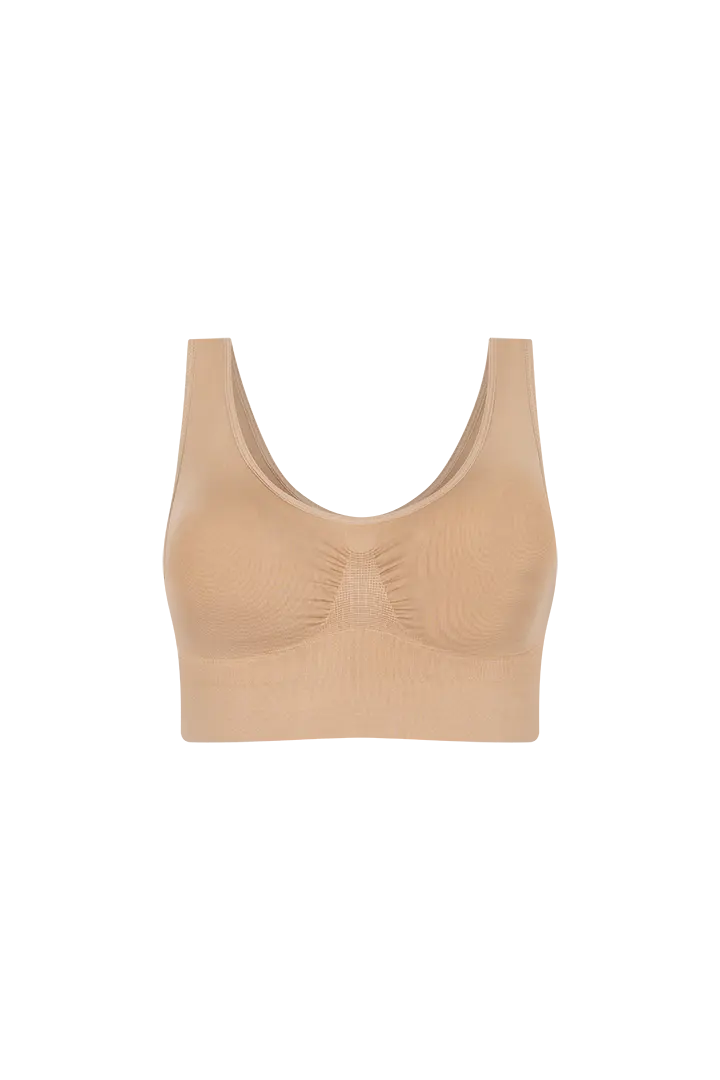 Top Seamless sin costuras Diane & Geordi - con copas removibles y tiras anchas, color piel