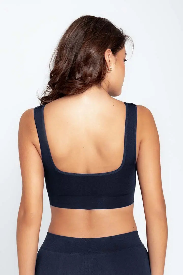 Top Seamless sin costuras Diane & Geordi - con copas removibles y tiras anchas, color negro