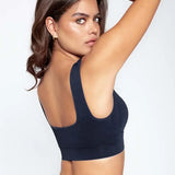 Top Seamless sin costuras Diane & Geordi - con copas removibles y tiras anchas, color negro