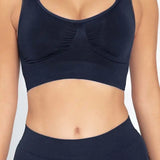 Top Seamless sin costuras Diane & Geordi - con copas removibles y tiras anchas, color azul oscuro