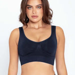 Top Seamless sin costuras Diane & Geordi - con copas removibles y tiras anchas, color negro