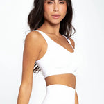 Top Seamless sin costuras Diane & Geordi - con copas removibles y tiras anchas, color blanco