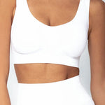 Top Seamless sin costuras Diane & Geordi - con copas removibles y tiras anchas, color blanco