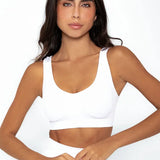 Top Seamless sin costuras Diane & Geordi - con copas removibles y tiras anchas, color blanco