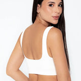 Top Seamless sin costuras Diane & Geordi - con copas removibles y tiras anchas, color blanco