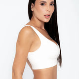 Top Seamless sin costuras Diane & Geordi - con copas removibles y tiras anchas, color blanco