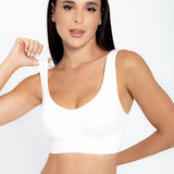 Top Seamless sin costuras Diane & Geordi - con copas removibles y tiras anchas, color blanco