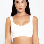 Top Seamless sin costuras Diane & Geordi - con copas removibles y tiras anchas, color blanco