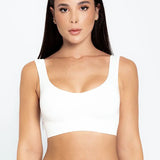 Top Seamless sin costuras Diane & Geordi - con copas removibles y tiras anchas, color blanco