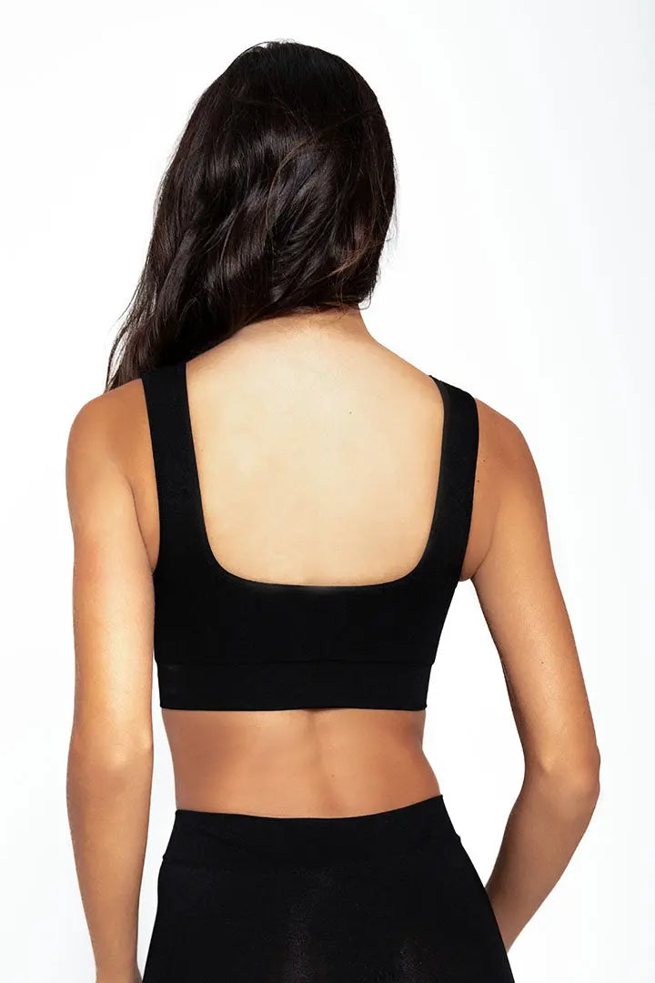 Top Seamless sin costuras Diane & Geordi - con copas removibles y tiras anchas, color negro