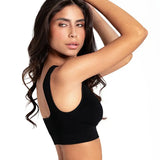 Top Seamless sin costuras Diane & Geordi - con copas removibles y tiras anchas, color negro