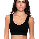 Top Seamless sin costuras Diane & Geordi - con copas removibles y tiras anchas, color negro