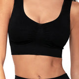 Top Seamless sin costuras Diane & Geordi - con copas removibles y tiras anchas, color negro