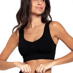 Top Seamless sin costuras Diane & Geordi - con copas removibles y tiras anchas, color negro