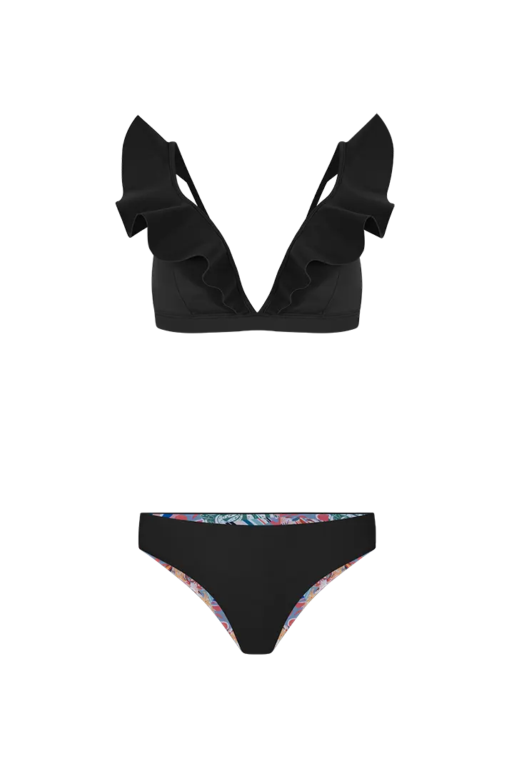 Panty tipo tanga reversible con diseño moderno – Diane & Geordi - color negro