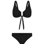 Vestido de baño 2 piezas con panty tipo tanga de cubrimiento alto – Diane & Geordi - color negro, fondo transparente