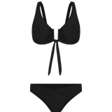 Vestido de baño 2 piezas con panty tipo tanga de cubrimiento alto – Diane & Geordi - color negro, fondo transparente