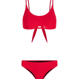 Vestido de baño 2 piezas con abertura frontal y panty tiro alto – Diane & Geordi - color rojo