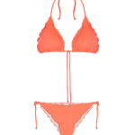 Vestido de baño 2 piezas con ruche en copas y panty – Diane & Geordi, color coral fondo transparente