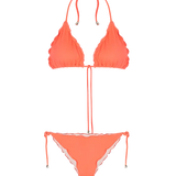 Vestido de baño 2 piezas con ruche en copas y panty – Diane & Geordi, color coral fondo transparente