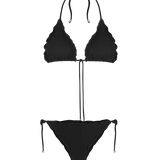 Vestido de baño 2 piezas con ruche en copas y panty – Diane & Geordi, color negro fondo transparente