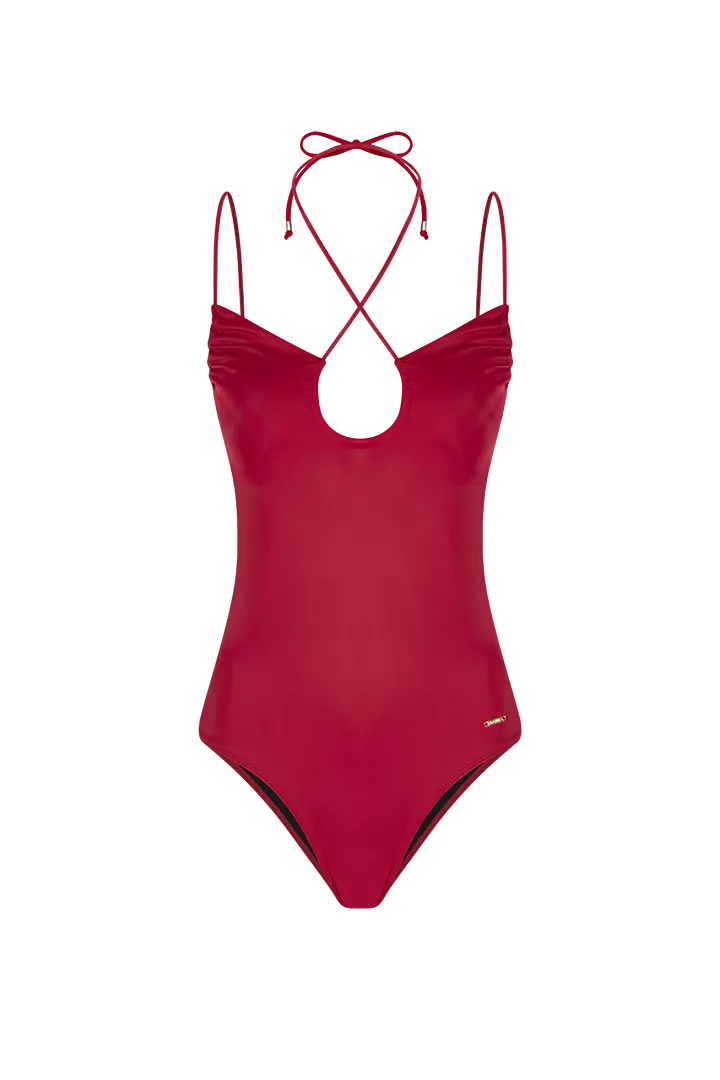 Vestido de Baño Enterizo con Espalda Profunda | Diane & Geordi, Color rojo