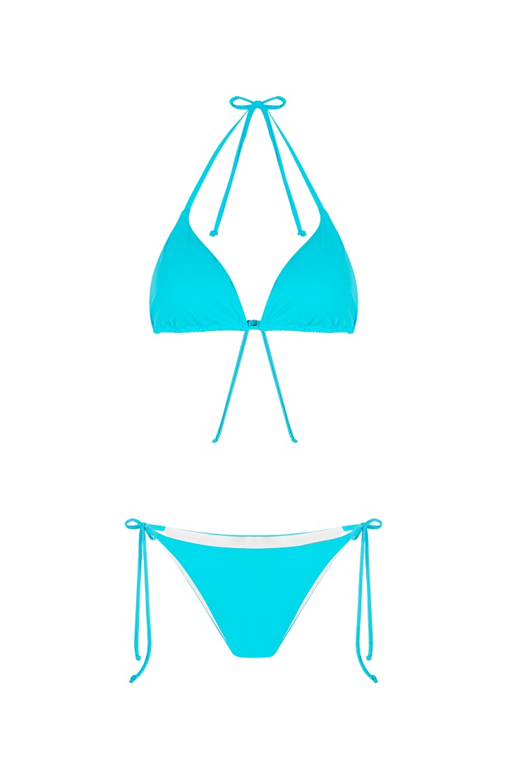 Vestido de baño 2 piezas triangular tipo tanga unicolor (061165)
