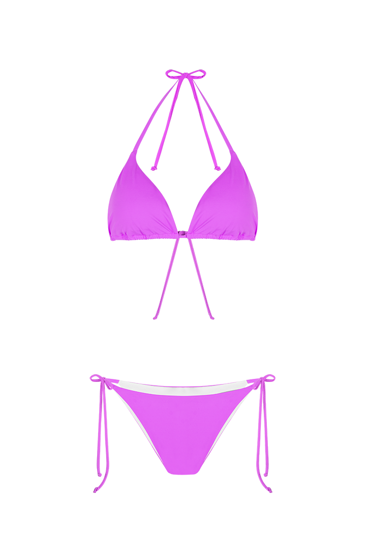 Vestido de baño 2 piezas triangular tipo tanga unicolor (061165)