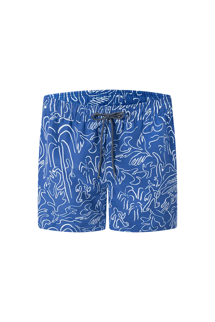 Bermuda de baño Geordi GD62R09 para hombre estampado azul con blanco, para la playa 