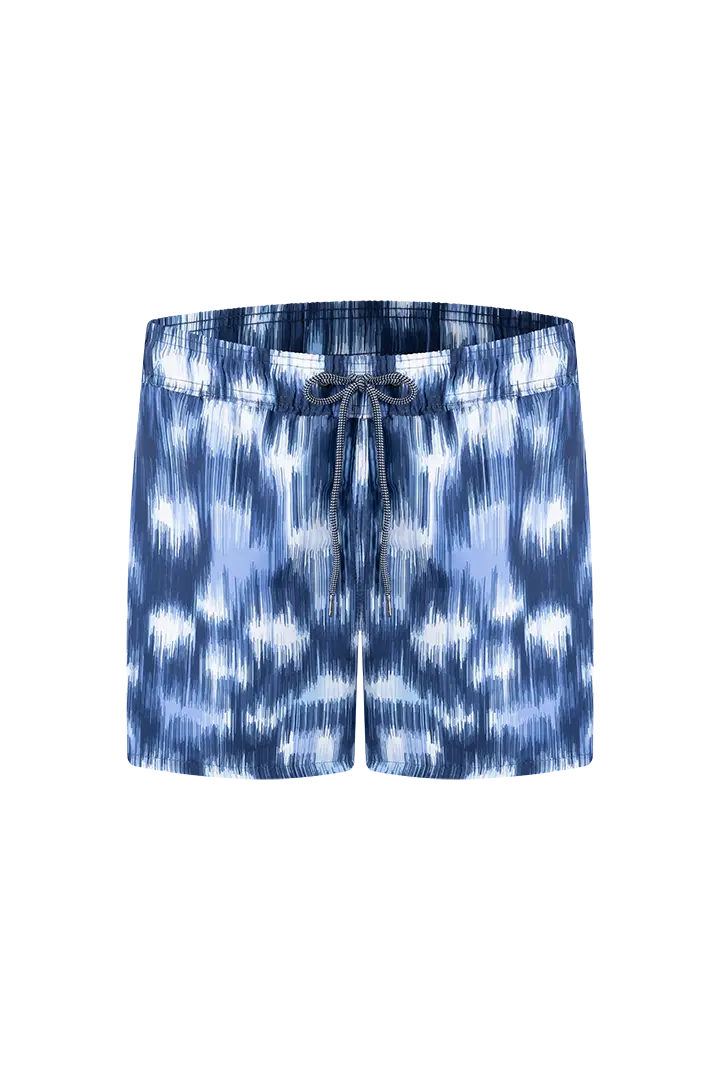 Bermuda de baño Geordi GD62R23 para hombre – vista frontal - estampado azul con blanco