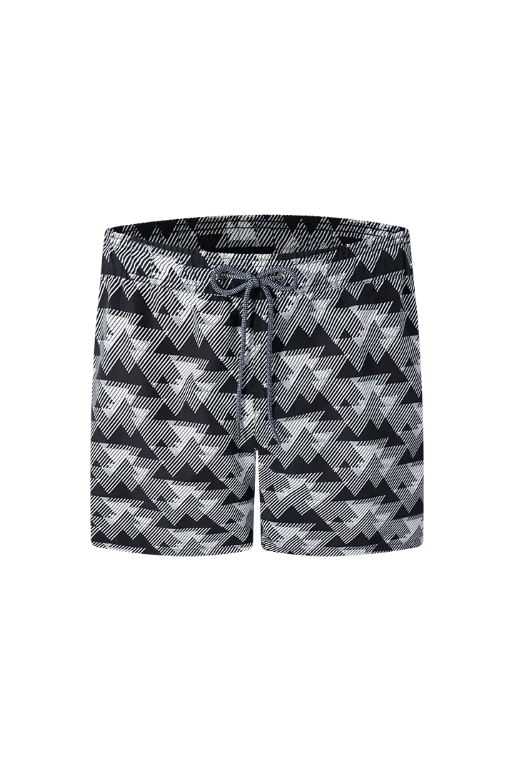 Bermuda de baño Geordi GD62R17 para hombre con diseño moderno, estampada blanca con negro. 
