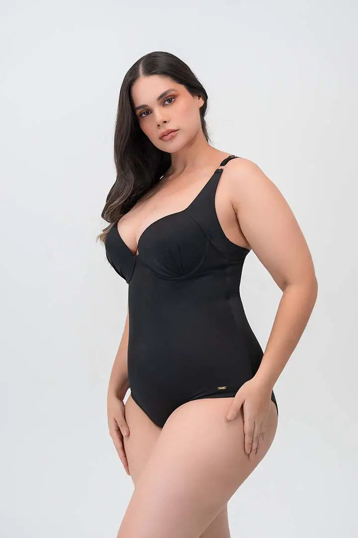 Vestido de baño enterizo con copa 3/4 y compresión en abdomen Diane & Geordi, color negro