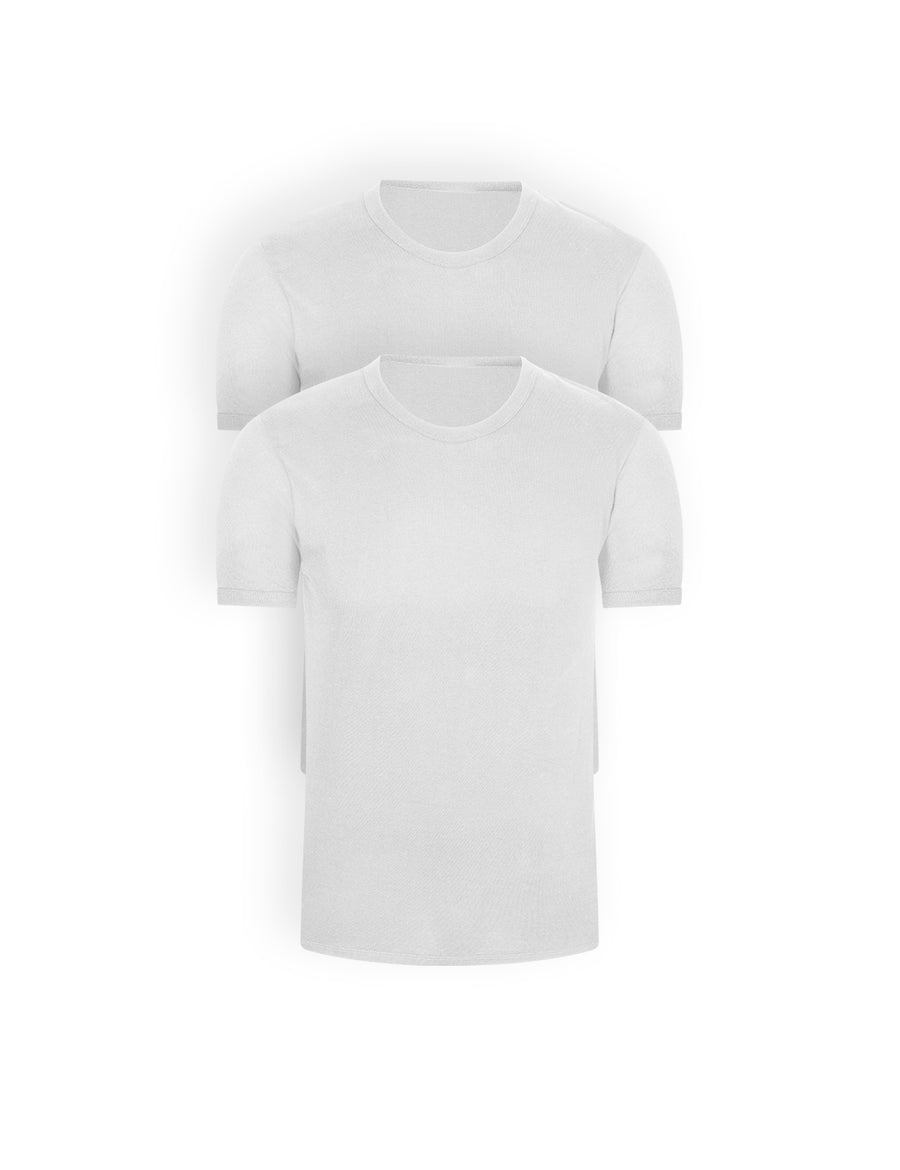 Camiseta cuello redondo unicolor de algodón peinado premium (Pack X2)(2020)
