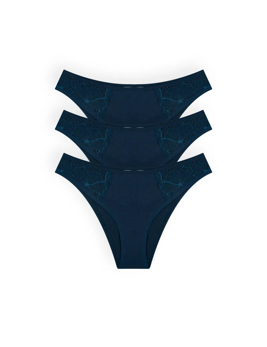 Pack de 3 panties tanga Diane & Geordi en algodón con encaje