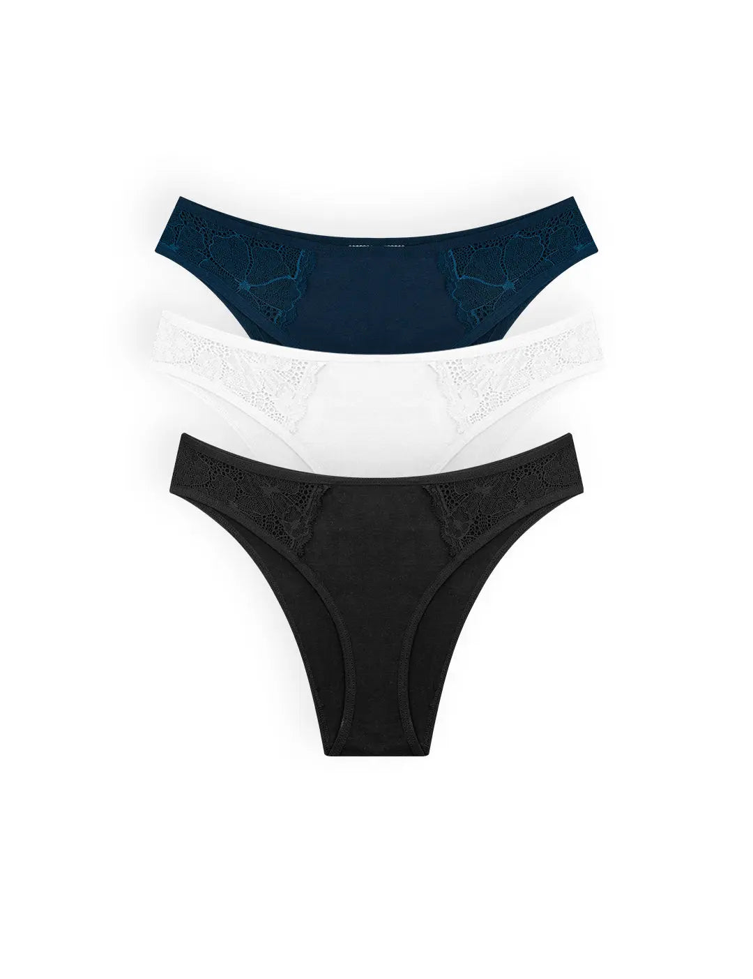 Pack de 3 panties tanga Diane & Geordi en algodón con encaje
