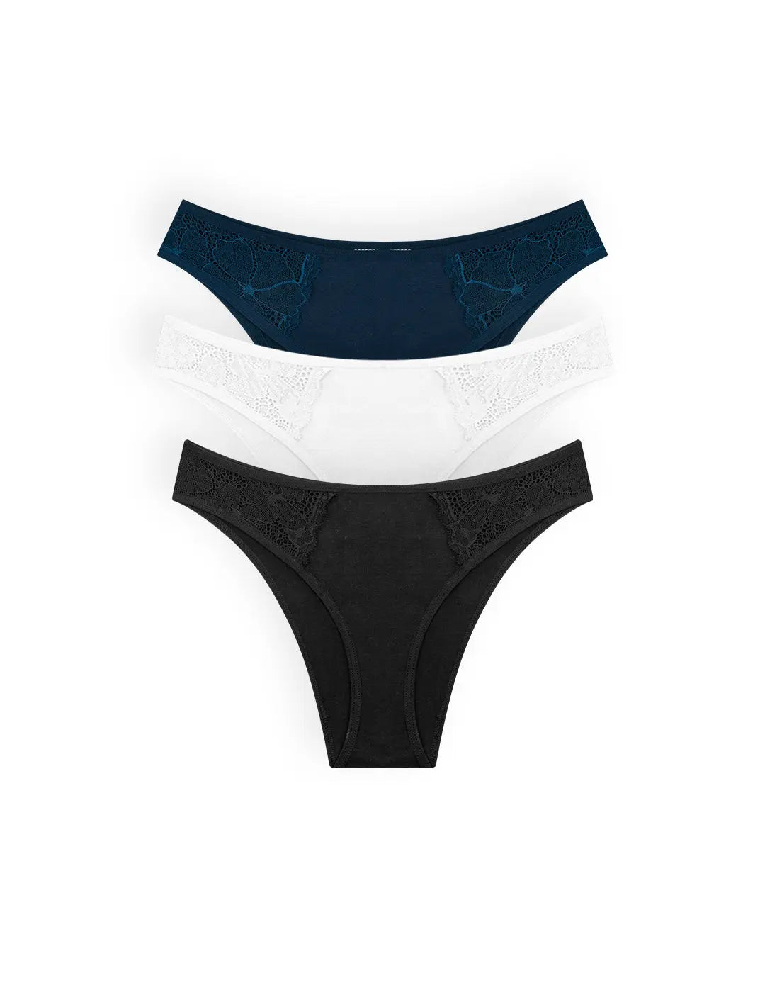 Pack de 3 panties tanga Diane & Geordi en algodón con encaje
