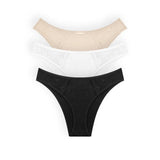 Pack de 3 panties tanga Diane & Geordi en algodón con encaje
