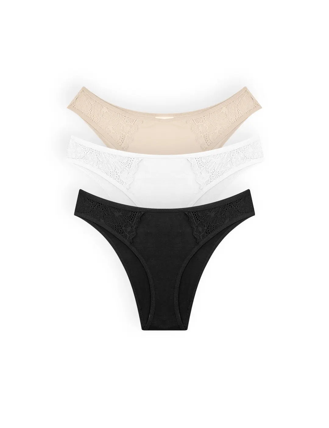 Pack de 3 panties tanga Diane & Geordi en algodón con encaje