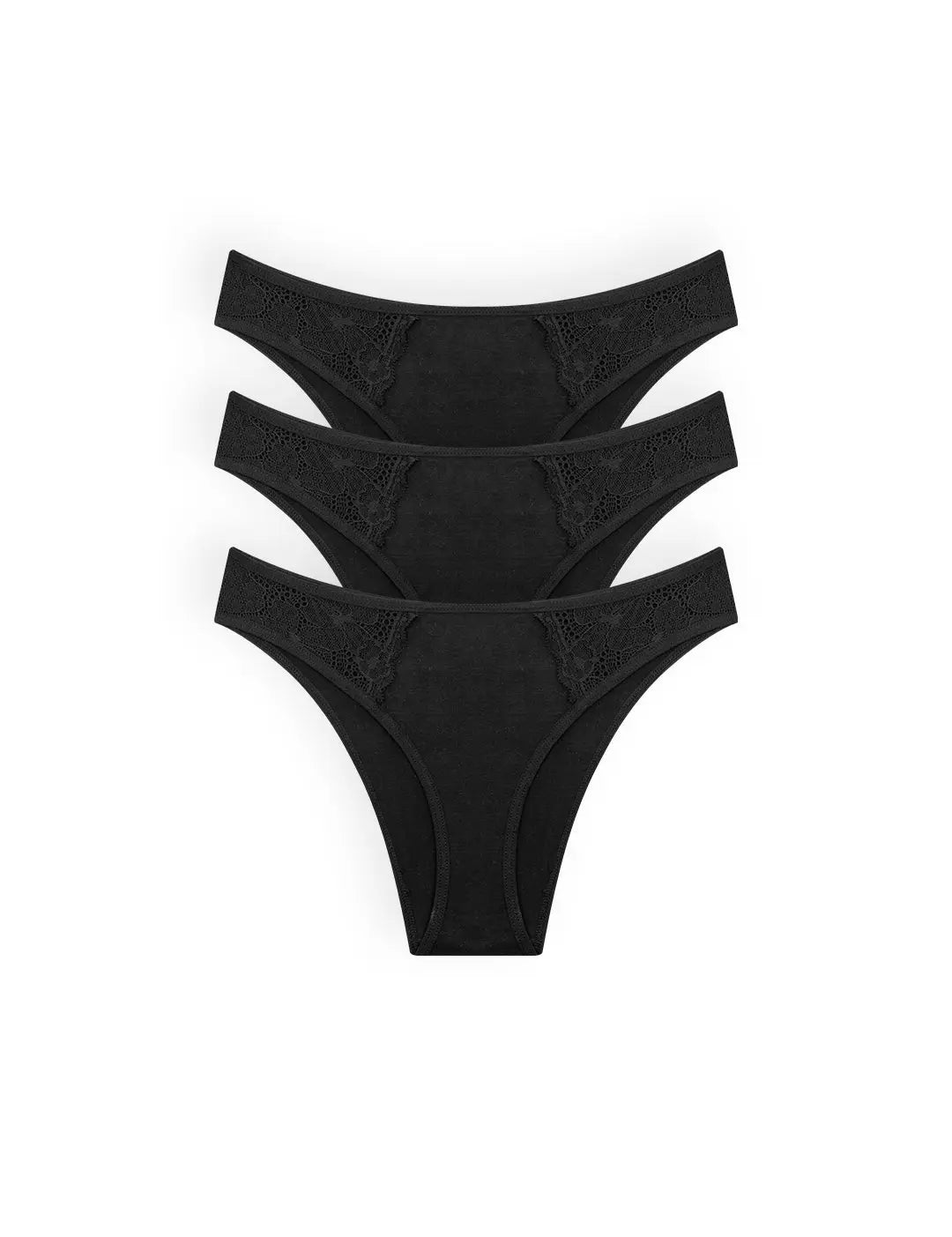 Pack de 3 panties tanga Diane & Geordi en algodón con encaje