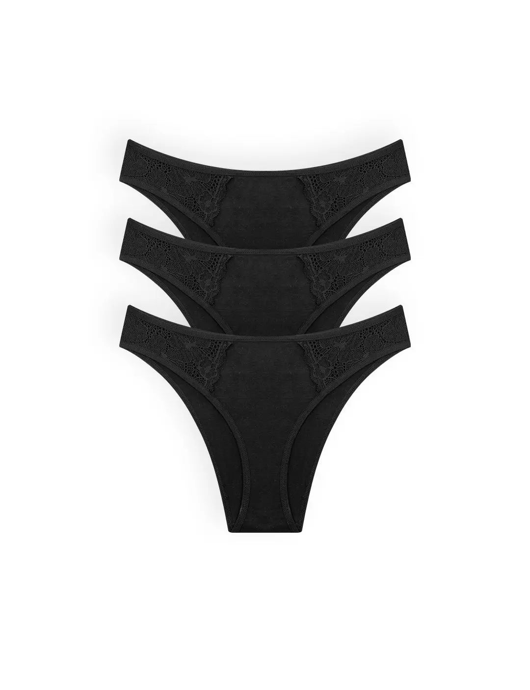 Pack de 3 panties tanga Diane & Geordi en algodón con encaje