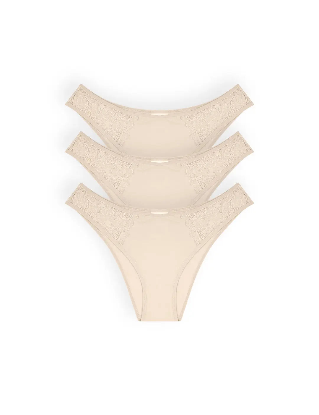 Pack de 3 panties tanga Diane & Geordi en algodón con encaje