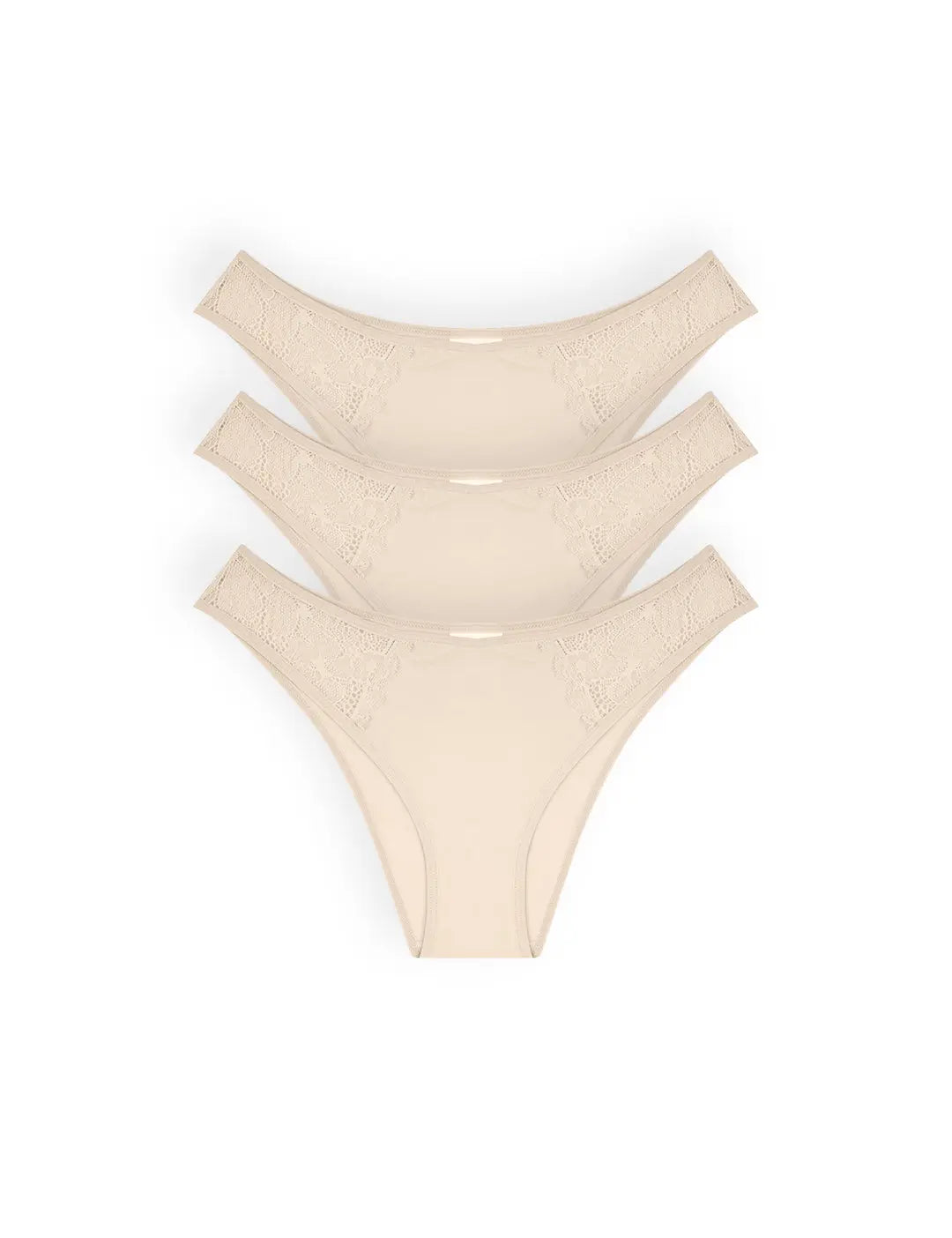 Pack de 3 panties tanga Diane & Geordi en algodón con encaje